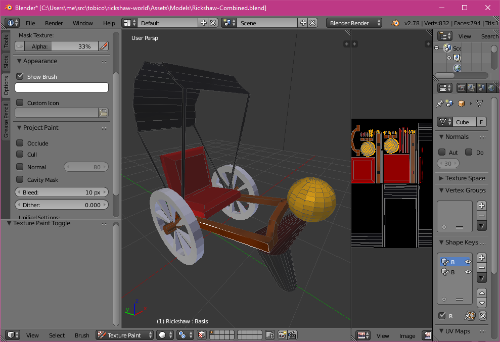 Rickshaw modeling in Blender