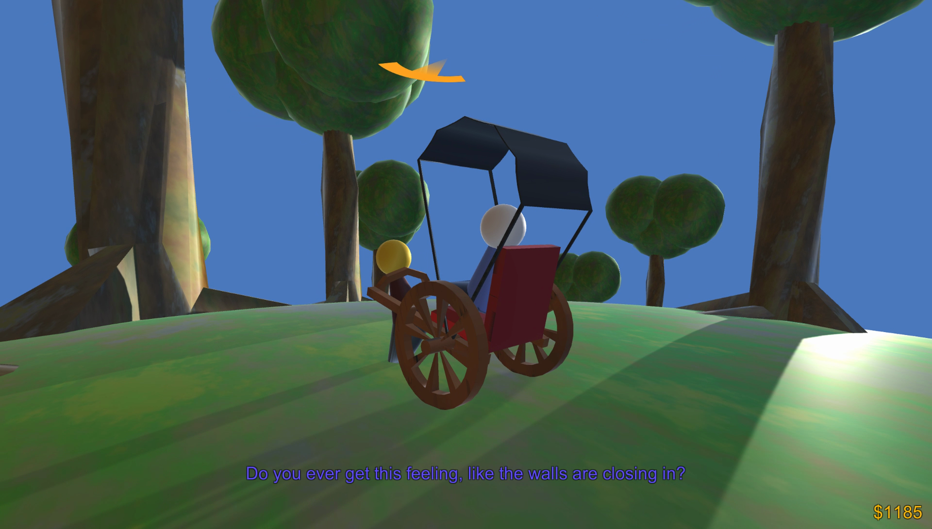 Game screenshot with navigation arrow